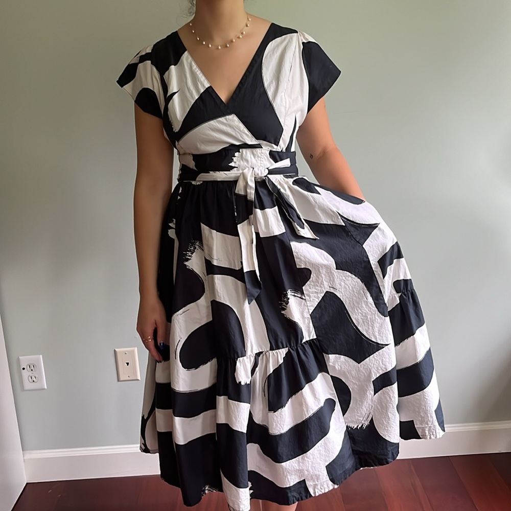 Anthropology Maeve Black and White Midi Dress - Picture 3 of 12